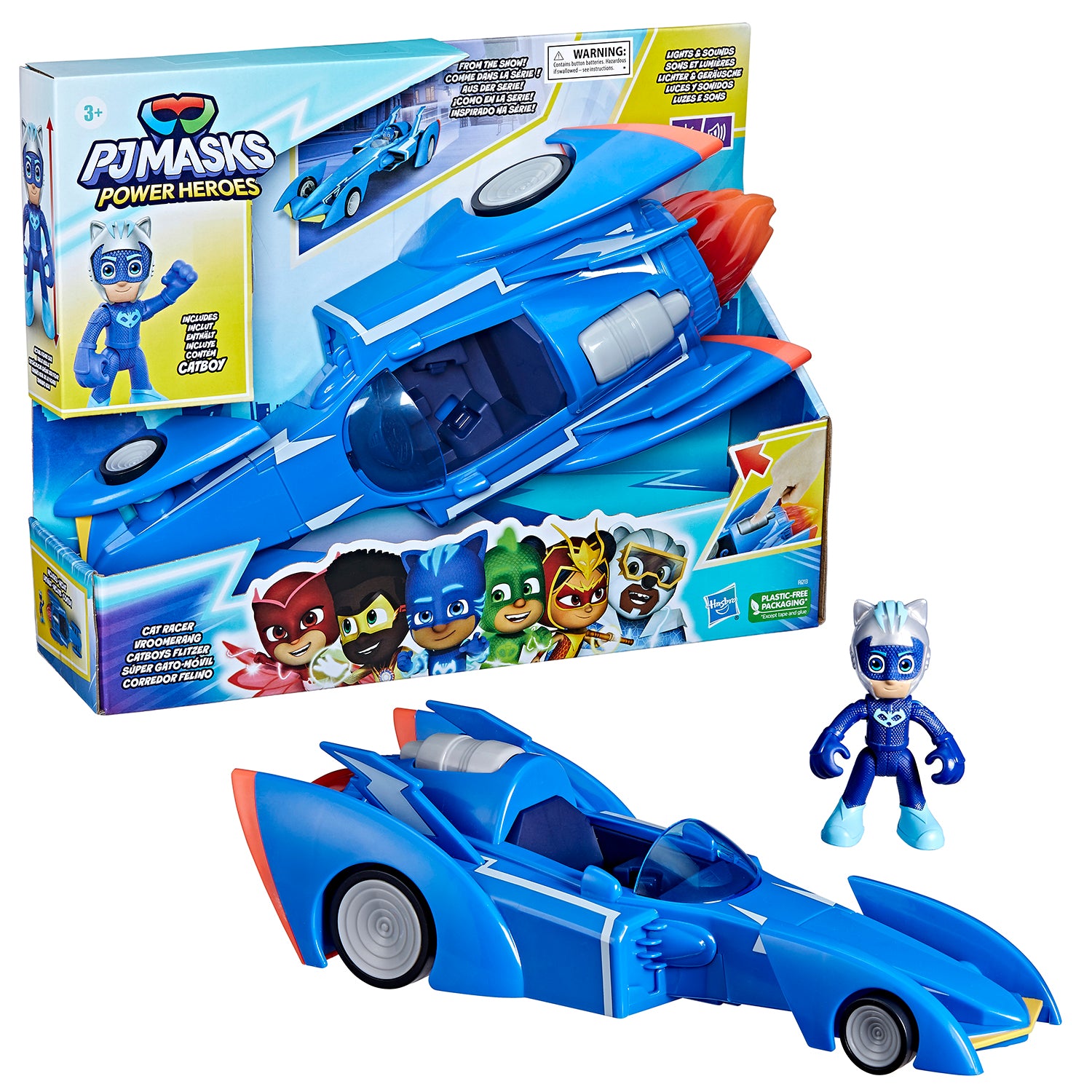 HASBRO - PJ Masks Super pigiamini Cat Racer Veicolo con luci e suoni